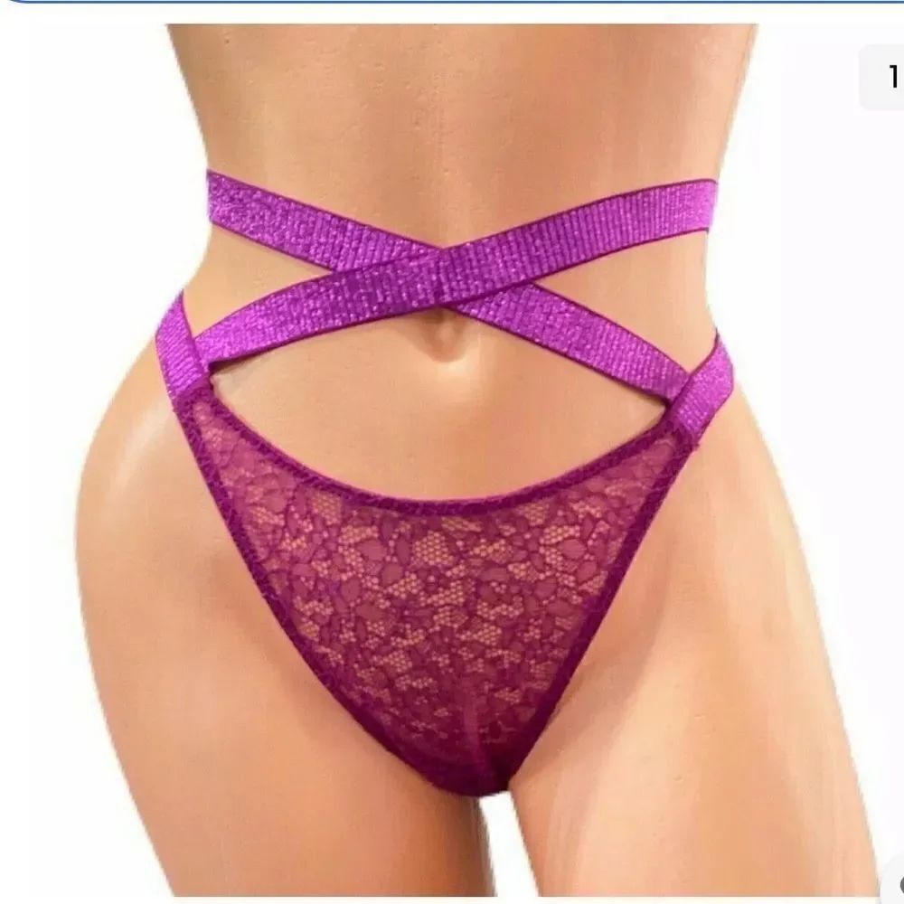 Victoria’s Secret Very Sexy Brazilian Slip Strappy High Waist Lace Panty magenta